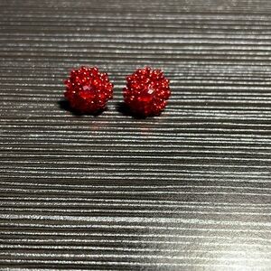 Handmade red flower earrings